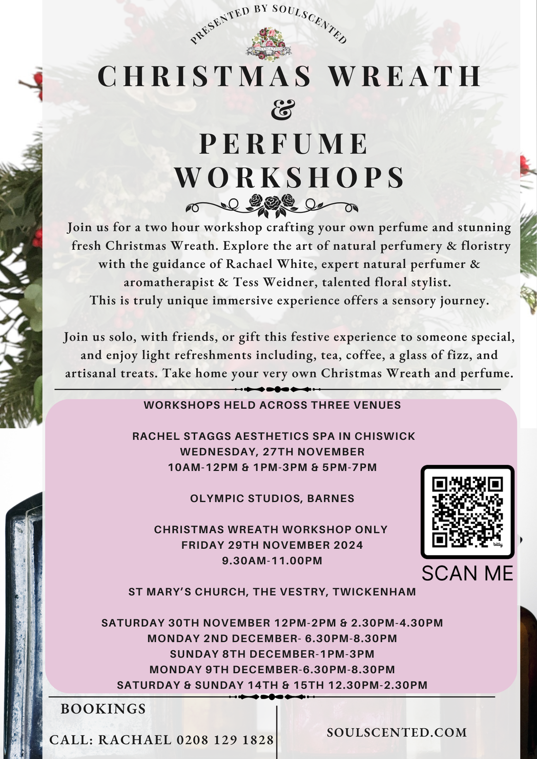 Perfumery and Christmas Wreath Workshops