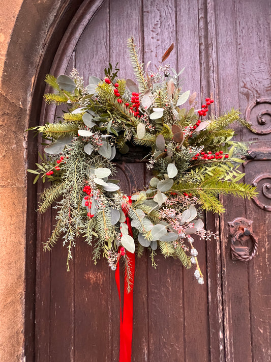 Ruby Winter Bloom Christmas Wreath