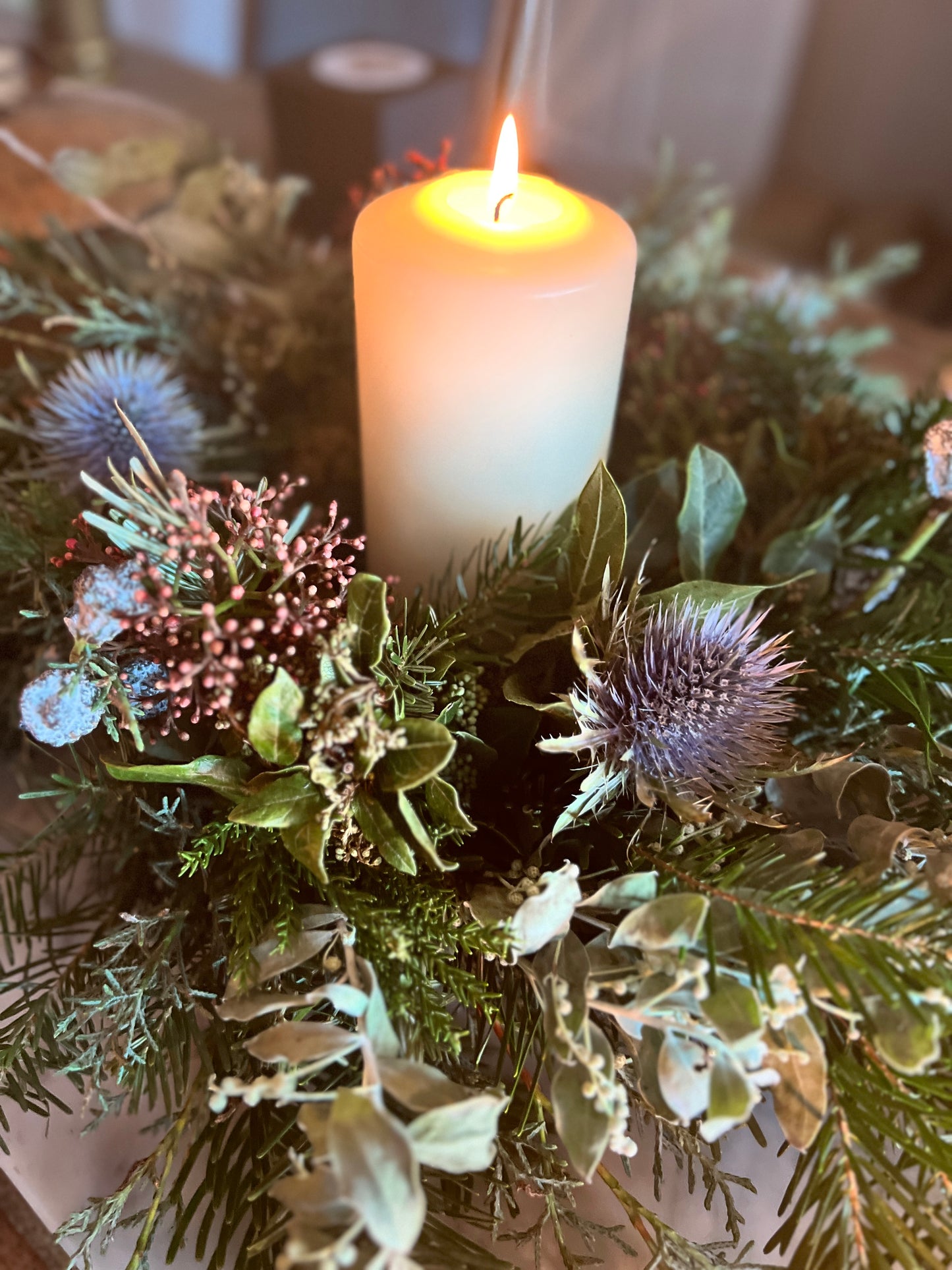 Table and Door Christmas Wreaths